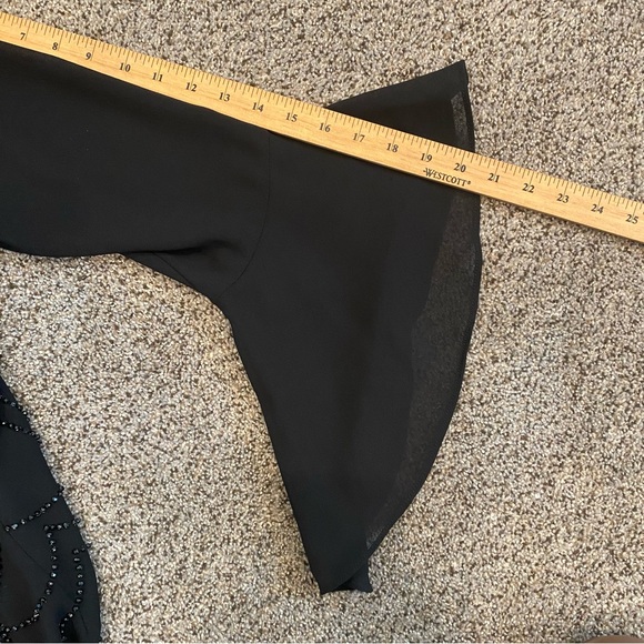 Vintage 1980s Elegant Gothic Black Beaded Women's Top Sheer Bell Sleeves, Size M - Picture 9 of 10